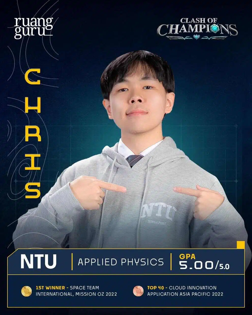 Duo Berprestasi dari Nanyang Technological University Menggebrak Clash of Champions 2024 - Education Republic Chris