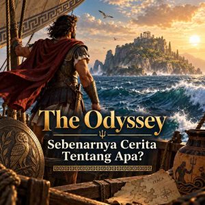 The Odyssey Bikin Gen Z Balik Belajar Mitologi Yunani? Ini “Nolan Effect” yang Lagi Terjadi - Education Republic Odysseus Berlayar Menuju Ithaca Dalam Ilustrasi The Odyssey Dengan Laut, Kuil Yunani, Dan Suasana Epik Mitologi Yunani