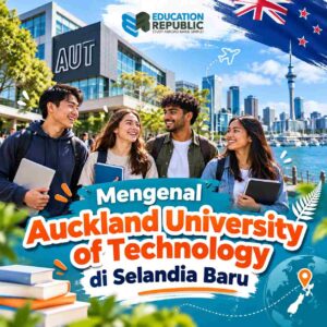 Auckland University of Technology 2027: Ranking, 10 Jurusan Unggulan, Biaya & Beasiswa - Education Republic Sekelompok Mahasiswa Internasional Di Depan Kampus Auckland University Of Technology Dengan Latar Skyline Auckland Dan Suasana Belajar Di Selandia Baru.