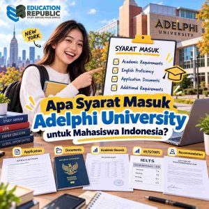 Biaya Kuliah Adelphi University 2027: Tuition Fee, Living Cost & Beasiswa - Education Republic Syarat Masuk Adelphi University Untuk Mahasiswa Indonesia Dengan Ilustrasi Checklist Pendaftaran, Paspor, Transkrip Akademik, Ielts, Dan Surat Rekomendasi.