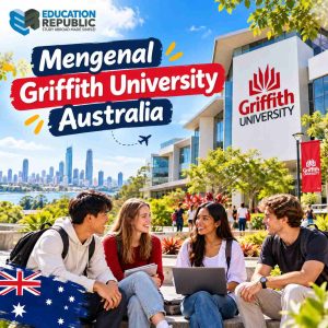 Griffith University Ranking 2027: Naik 38 Peringkat! Cek Ranking Dunia & Jurusan Terbaik - Education Republic Mengenal Griffith University Australia, Dengan Ilustrasi Kampus, Mahasiswa Internasional, Suasana Belajar, Dan Kehidupan Kampus Di Australia.